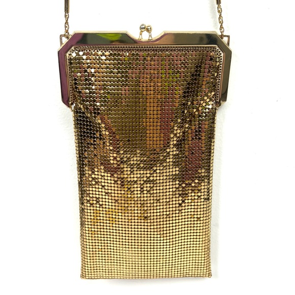 Vintage Whiting & Davis Metallic Gold Mesh Shoulder Handbag - Picture 4 of 15